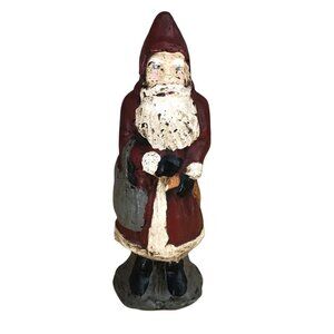 Vintage Belsnickle Chalkware Handpainted Folk Art Santa 6.25" Vaillancourt?
